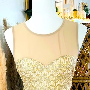 Forever 21 Cream and Gold MIDI Dress